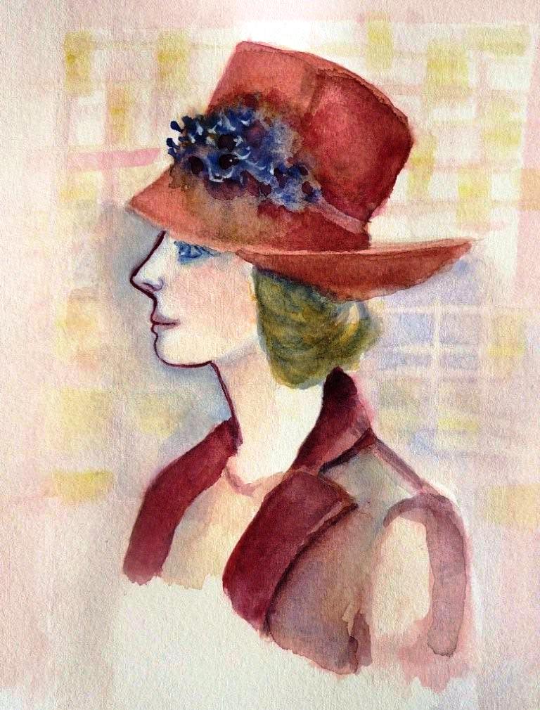 Nieuw Aquarel schilderij vrouw met hoed - Sara aquarel TP-68